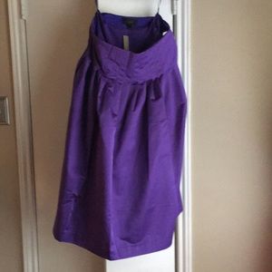 J. Crew Purple Satin Pleated Midi-Skirt